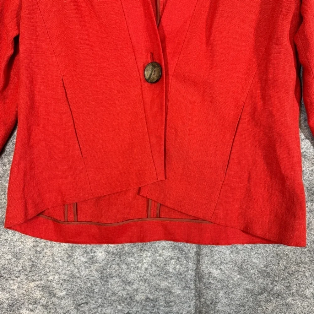 Lafayette 148 Red Linen Lagenlook One Button Blazer Jacket Lightweight  Size S - Picture 3 of 15